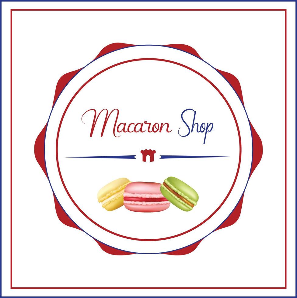 tienda de macarrones dulces, panadería de macarrones, diseño vectorial de macarrones vector