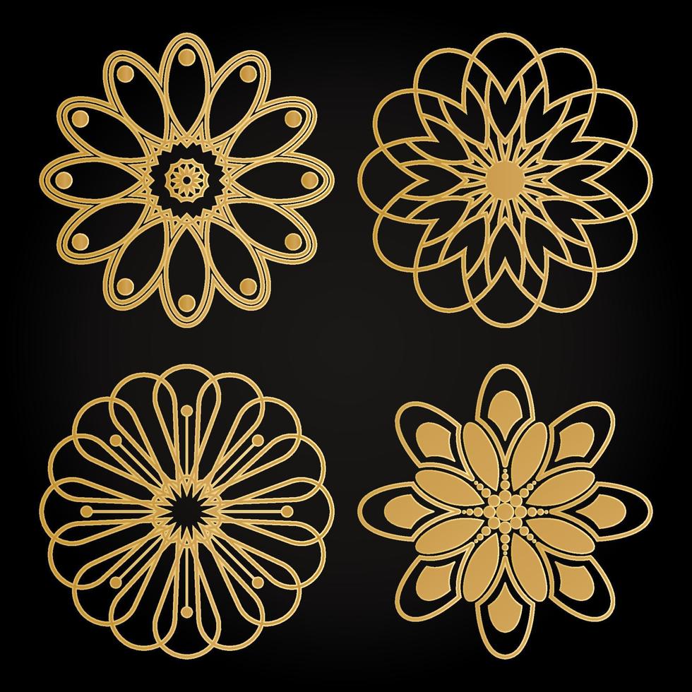 Set of gold mandala vector