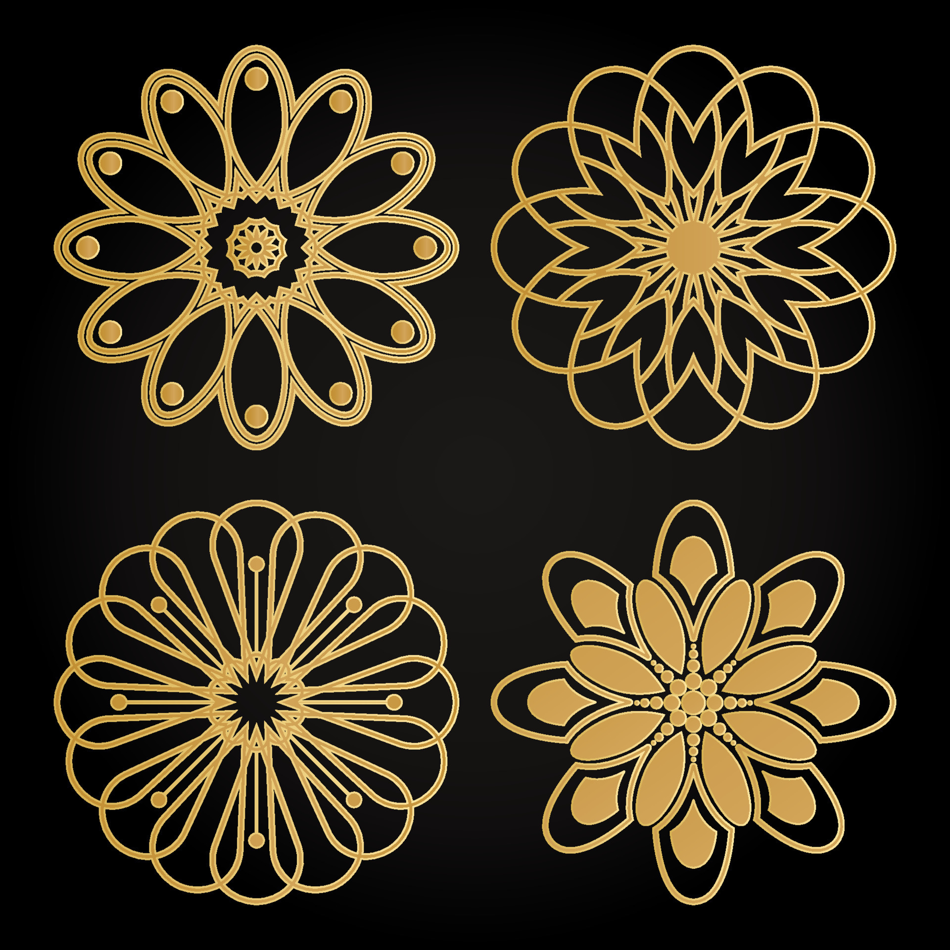 Set of gold mandala vector 16469433 Vector Art at Vecteezy
