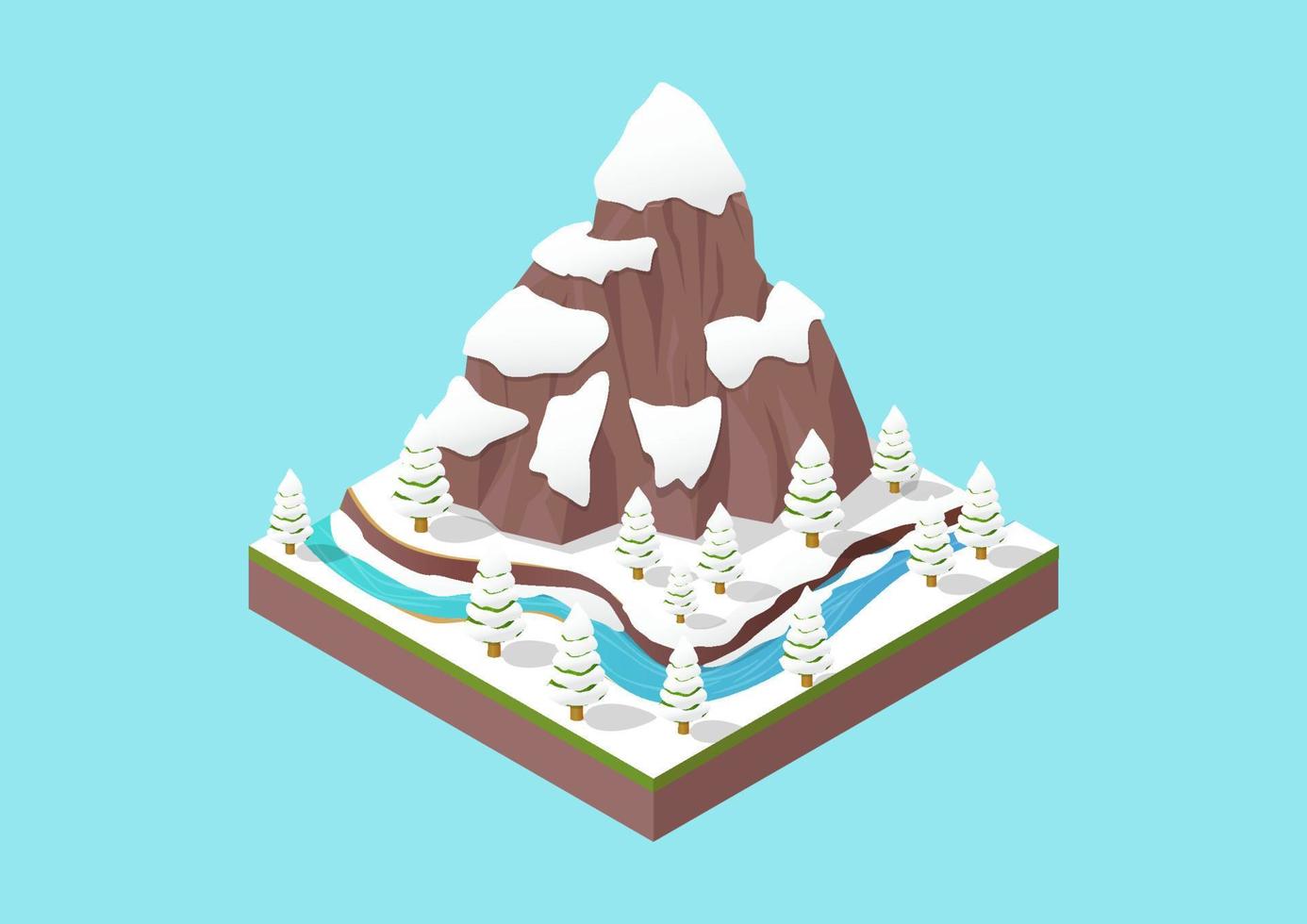 isometric of snowy mountain vector