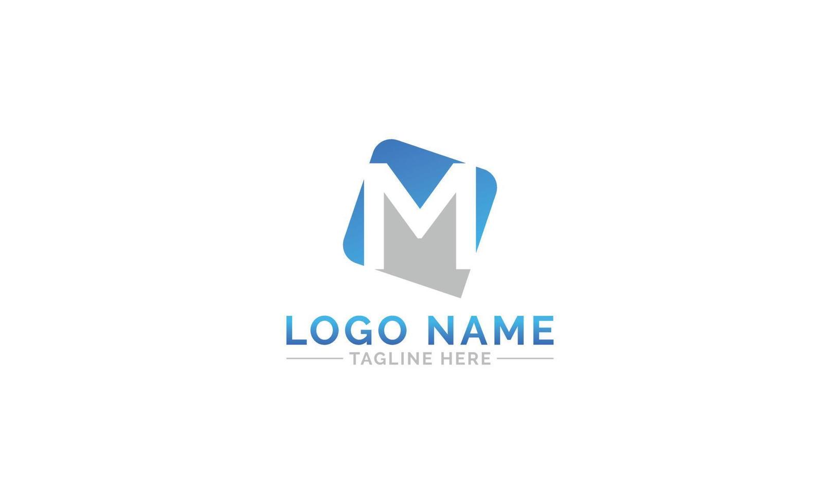 M initial letter logo vector with shape. Pro Vector