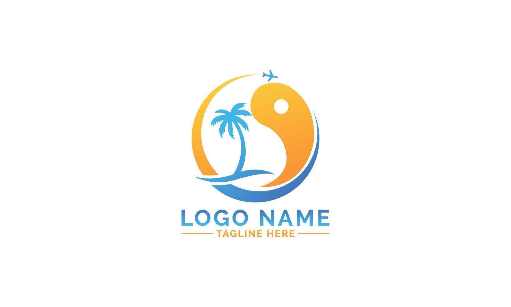 Travel logo design Vector . Beach Logo Vector. Pro Vector