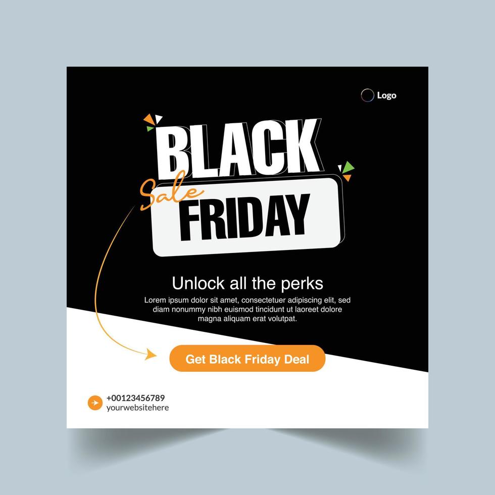Black Friday special offer poster template for social media post vector