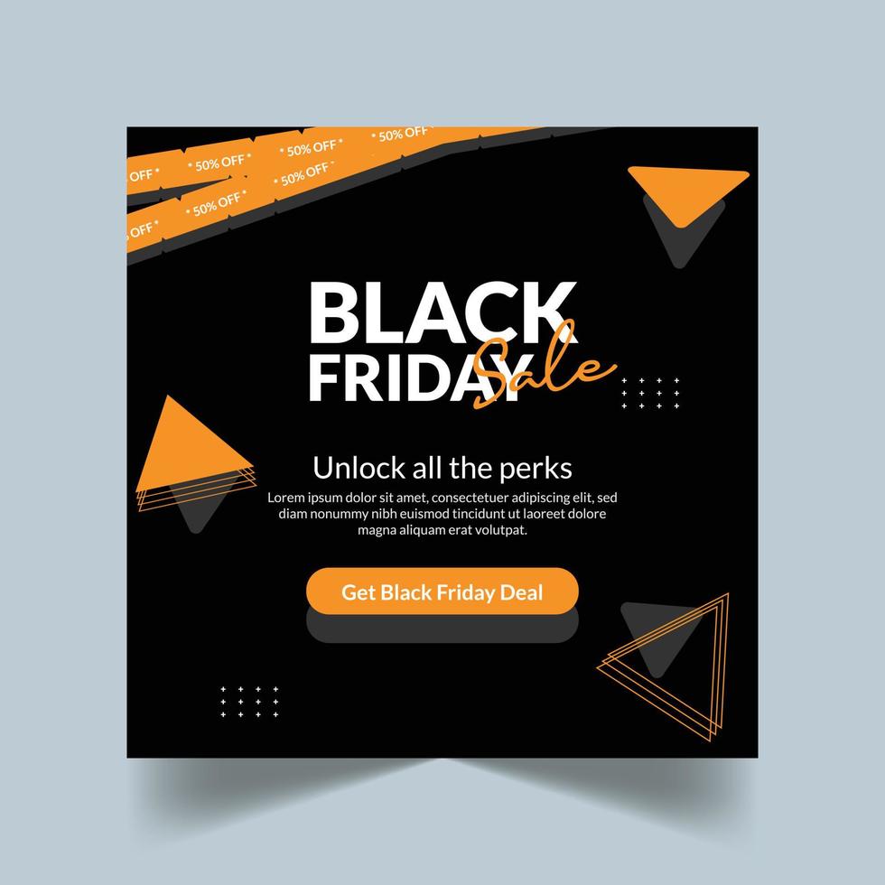 Black Friday special offer poster template for social media post vector