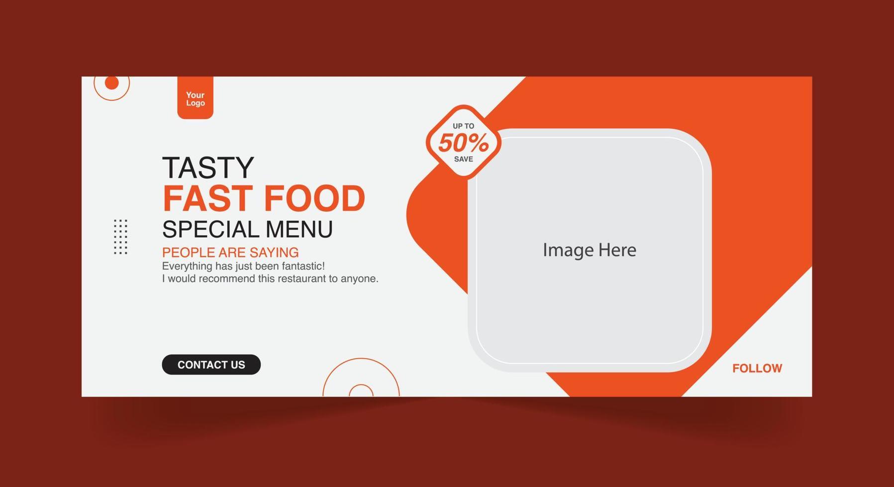 Restaurant food banner template for social media post vector