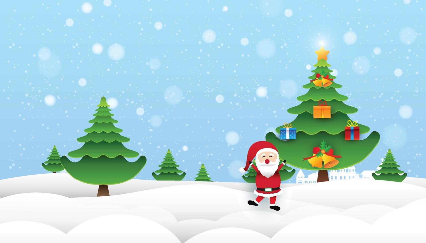 Santa Claus, Happy new year, christmas vector, paper art style vector