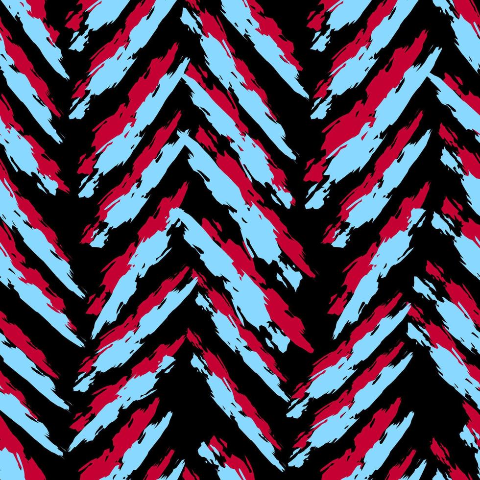 Abstract seamless vertical pattern. Ragged edges line in magenta and turquoise. Fashion trendy pattern on a dark background. vector