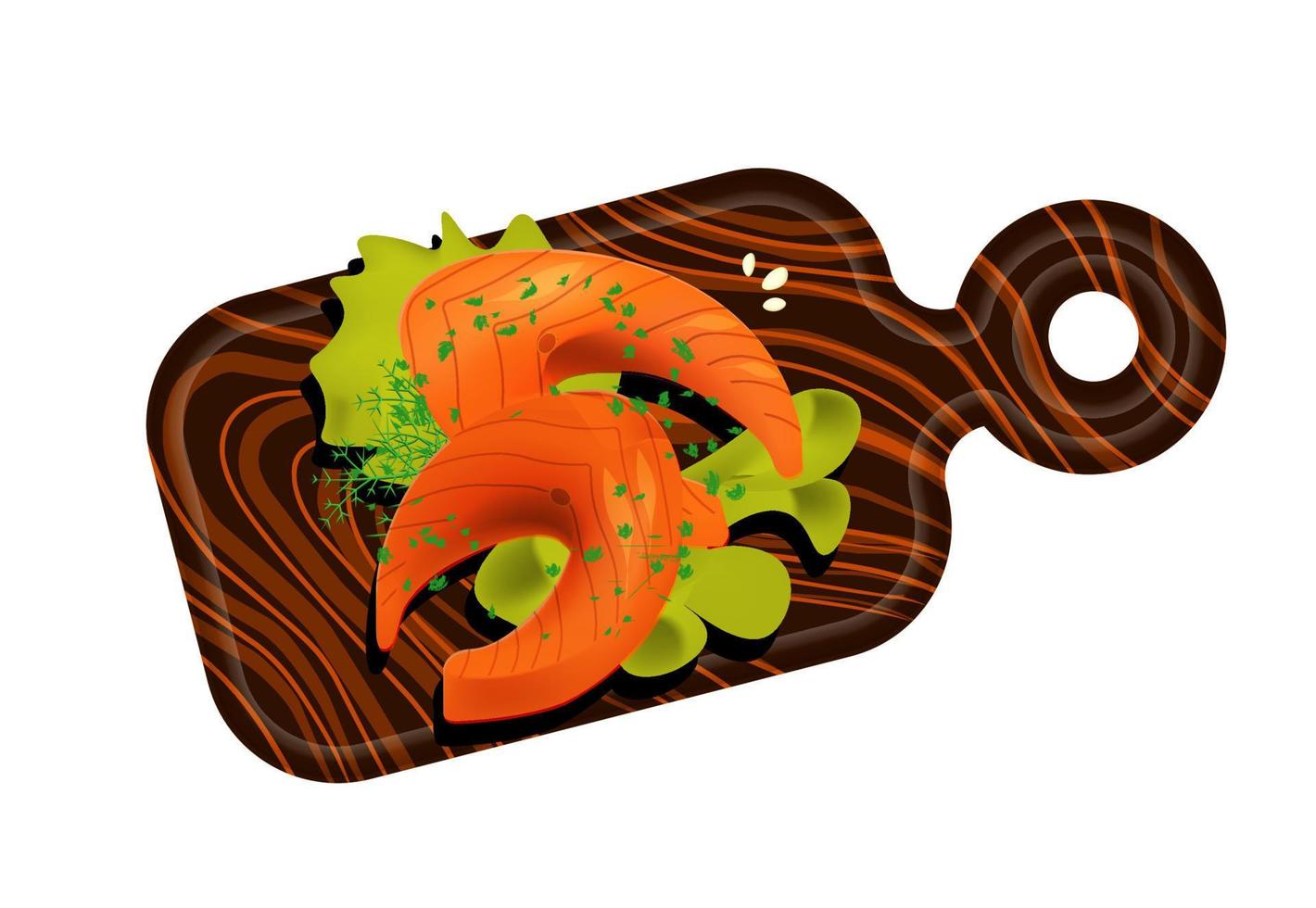 red fish slices. Salmon or trout steak vector