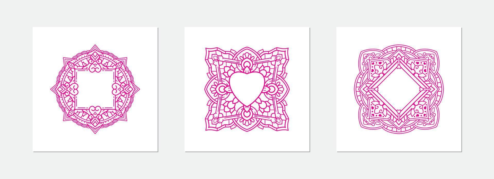 tema del corazón mandala con espacio para fotos vector