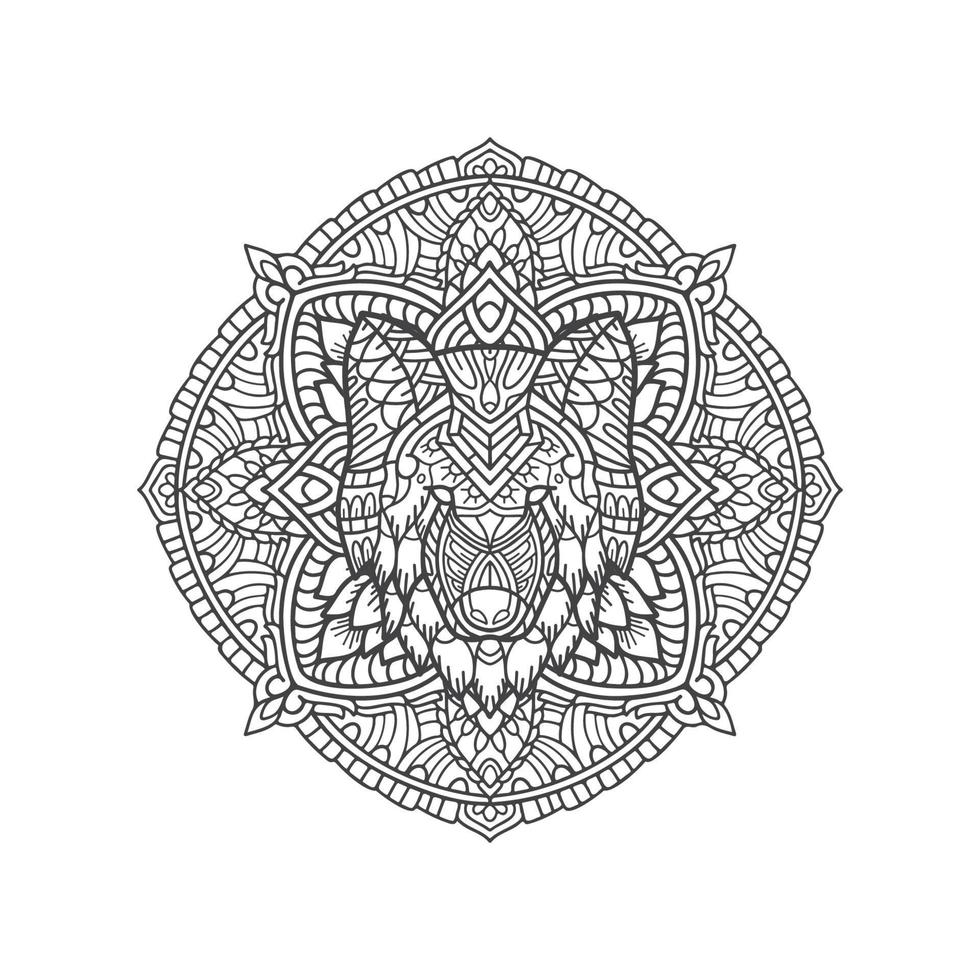 Wolf Head Mandala illustration vector