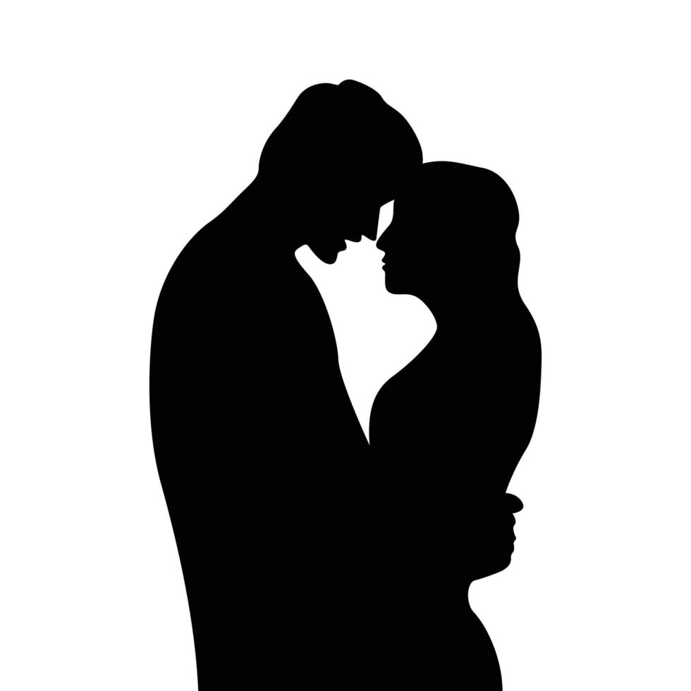 couple silhouette design. happy man and woman hug together. romance sign and symbol. vector