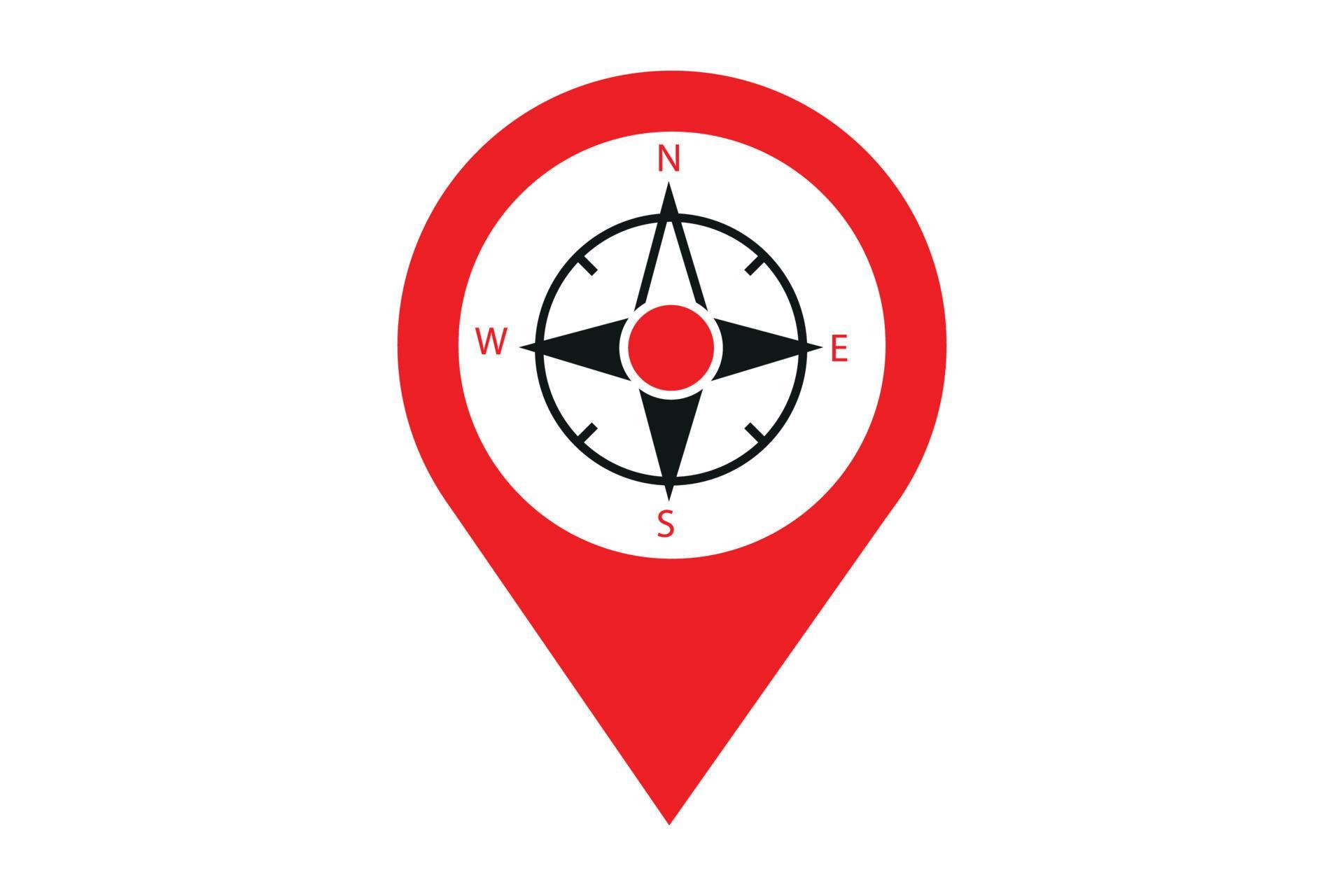 Vector Compass Location Map East West South North Map Pin Location Icon