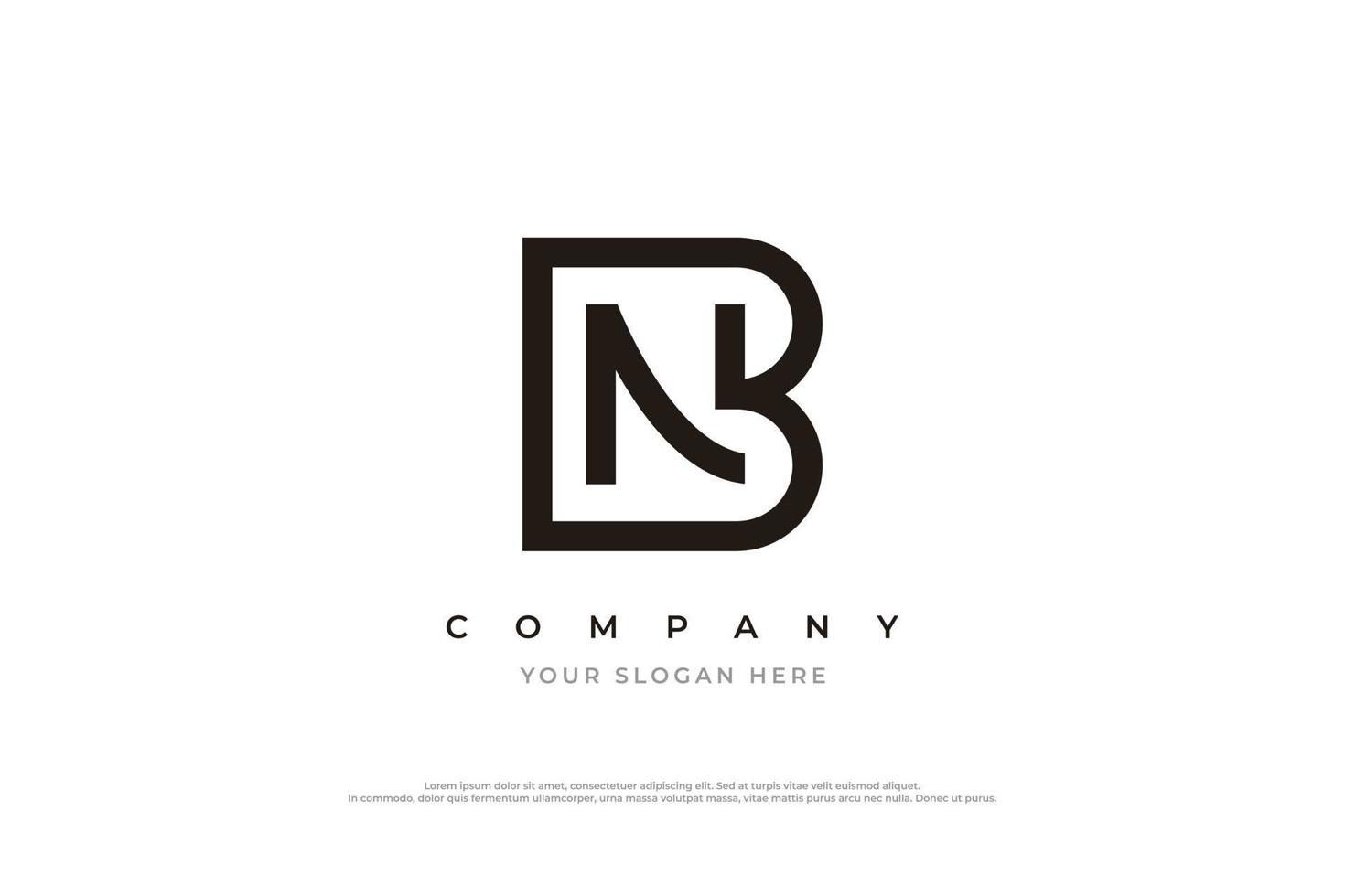Initial Letter BN Logo or NB Logo Design Vector Template