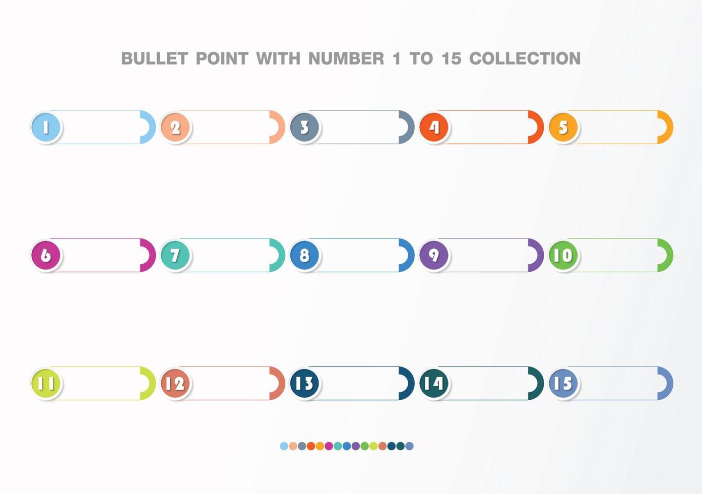 Bullet with number collection. Numbers from 1 to 15. vector