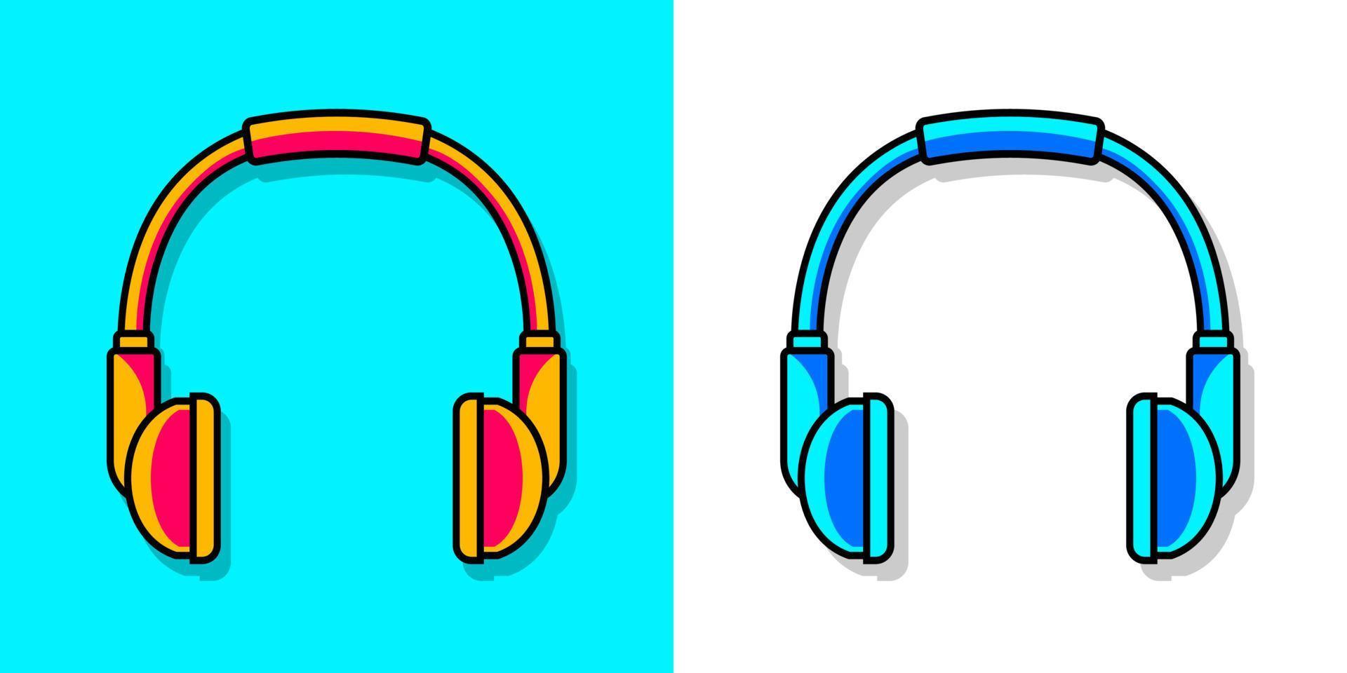 Ilustración de vector de música de logotipo de icono de auriculares coloridos