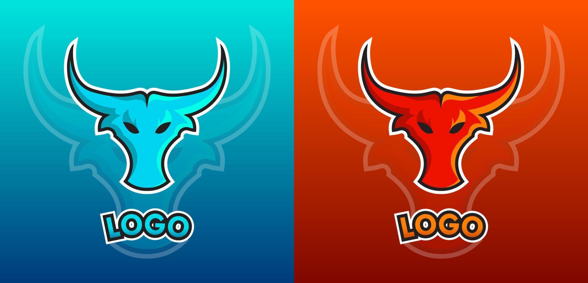 Bull Character Colorful Mascot Gaming Logo Set Vector Illustration