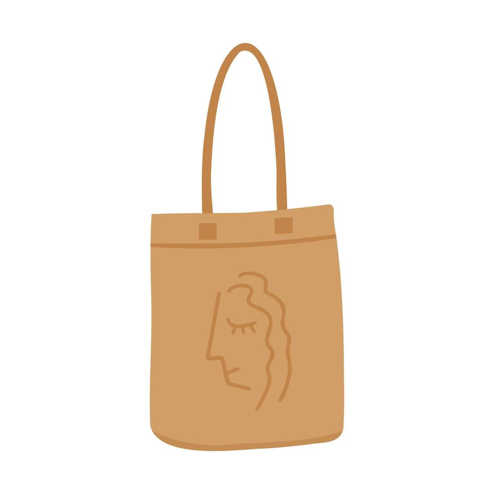 bolsa de algodón con estampado de niña. ilustración para impresión, fondos, cubiertas y embalaje. la imagen se puede utilizar para tarjetas de felicitación, carteles, pegatinas y textiles. aislado sobre fondo blanco. vector