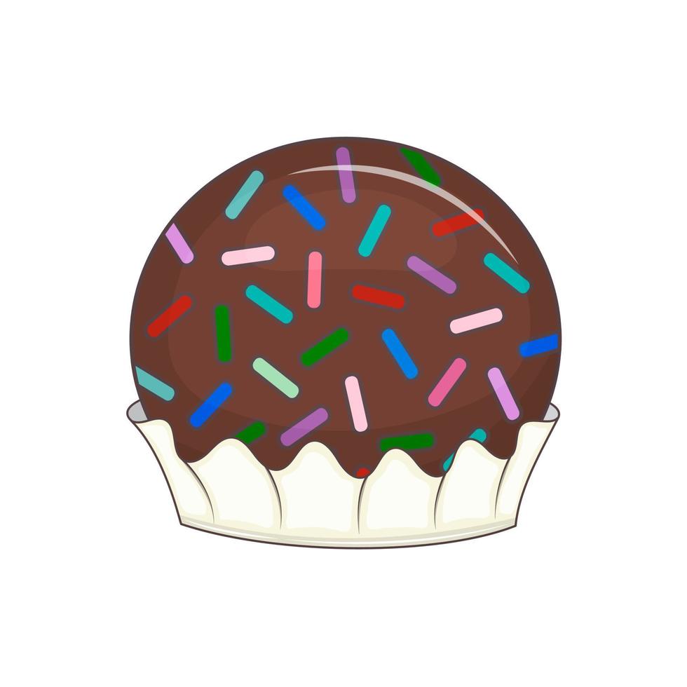 Traditional Brazilian dessert is Brigadeiro. Chocolate round candies. Vector illustration. Cartoon.