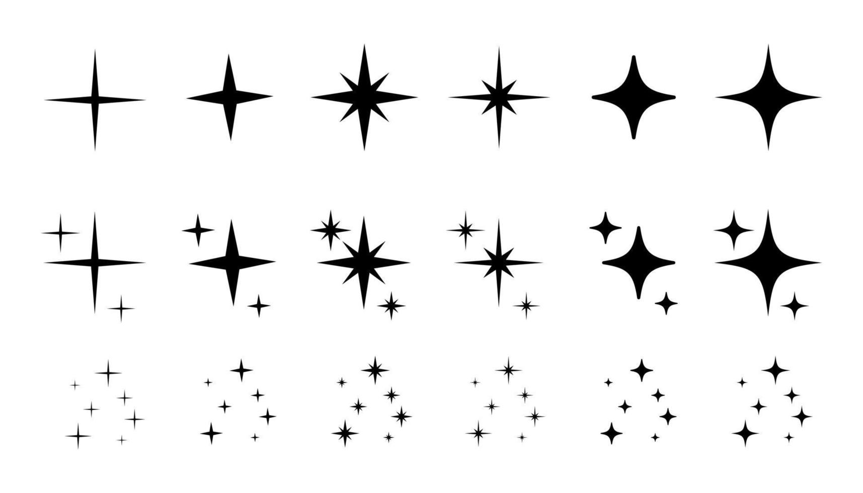 brillo brillo conjunto de iconos de estrellas vector