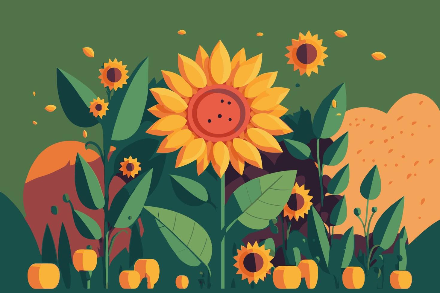 yellow sunflowers botanical summer background vector