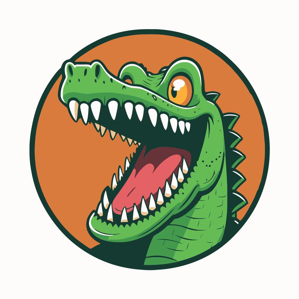 crocodile character logo mascot cartoon badge vector illustration