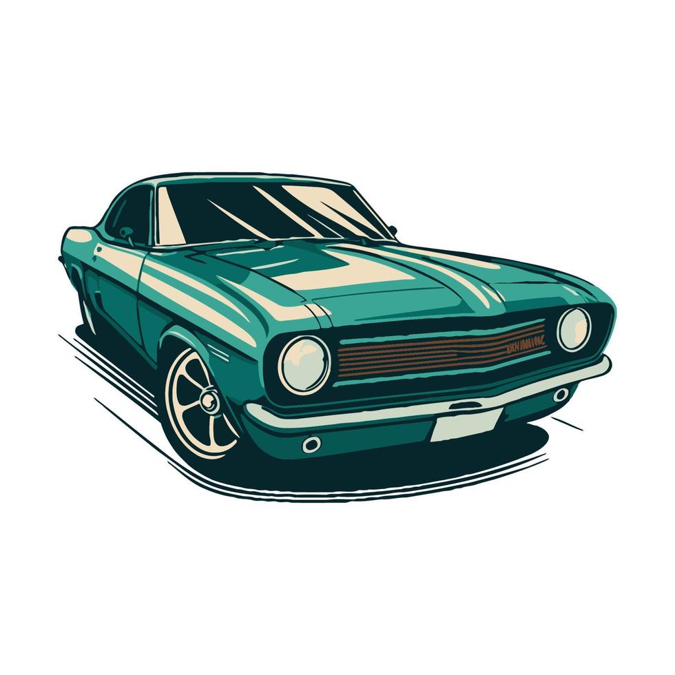 Carreras clásicas de muscle car personalizadas en ilustración vectorial de estilo retro, para insignia de icono de registro vector