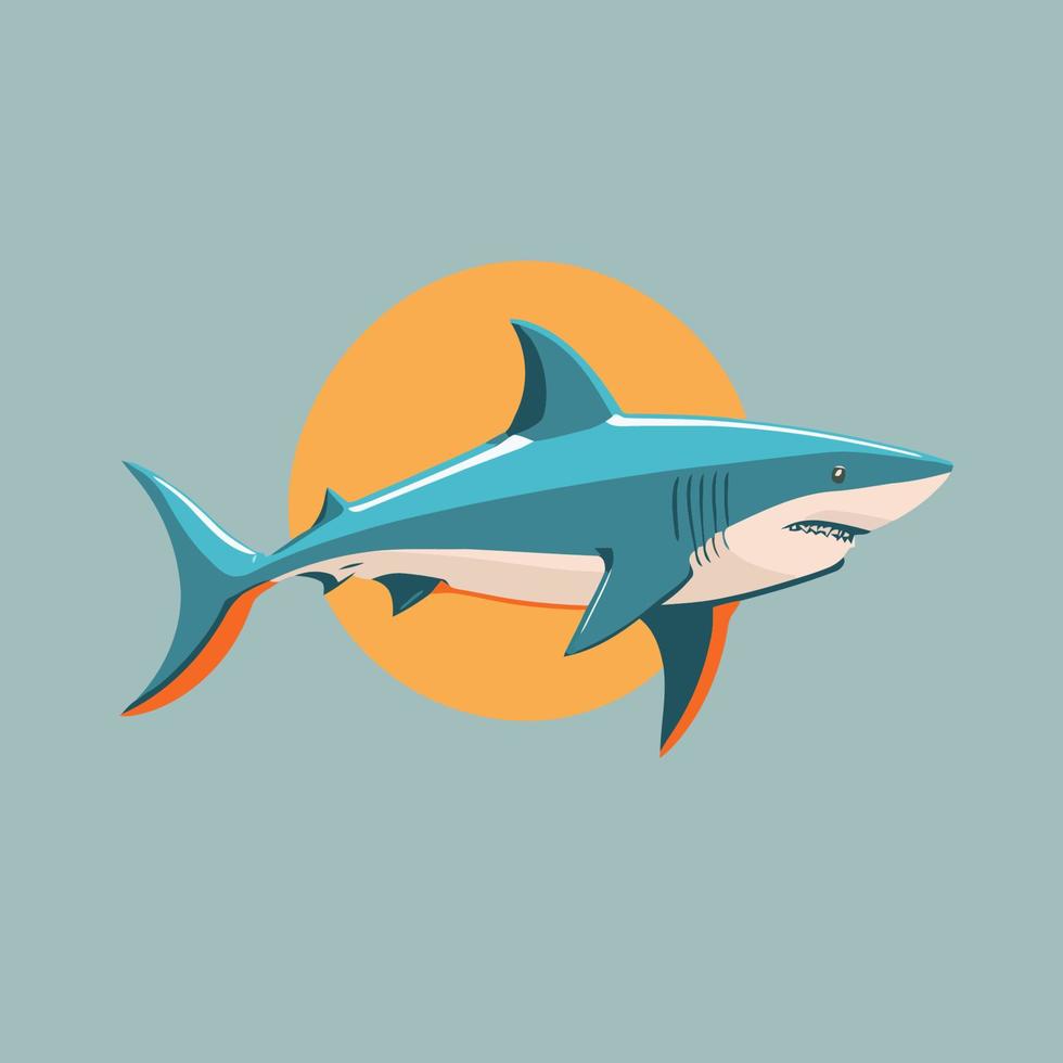 angry blue shark logo character mascot icon funny cartoon vector style