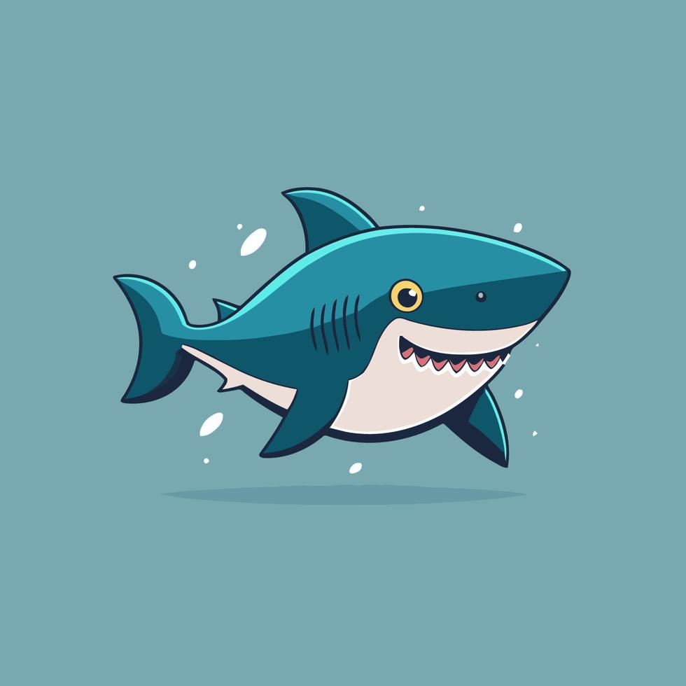 angry blue shark logo character mascot icon funny cartoon vector style