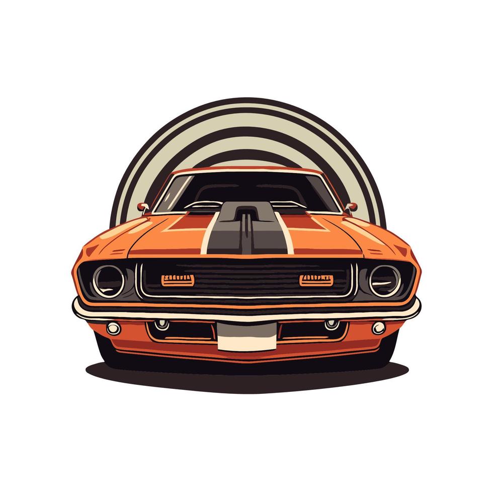 Carreras clásicas de muscle car personalizadas en ilustración vectorial de estilo retro, para insignia de icono de registro vector