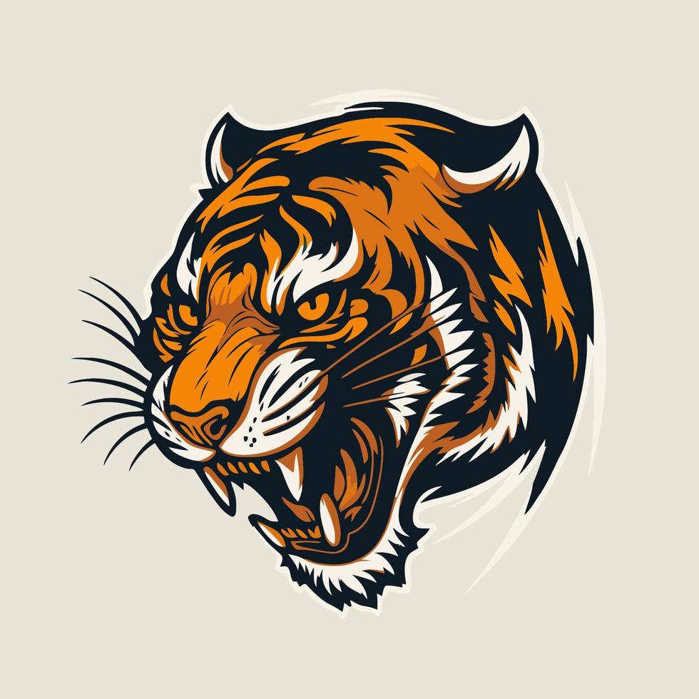 Ilustración de vector de mascota de icono de logotipo de cabeza de tigre