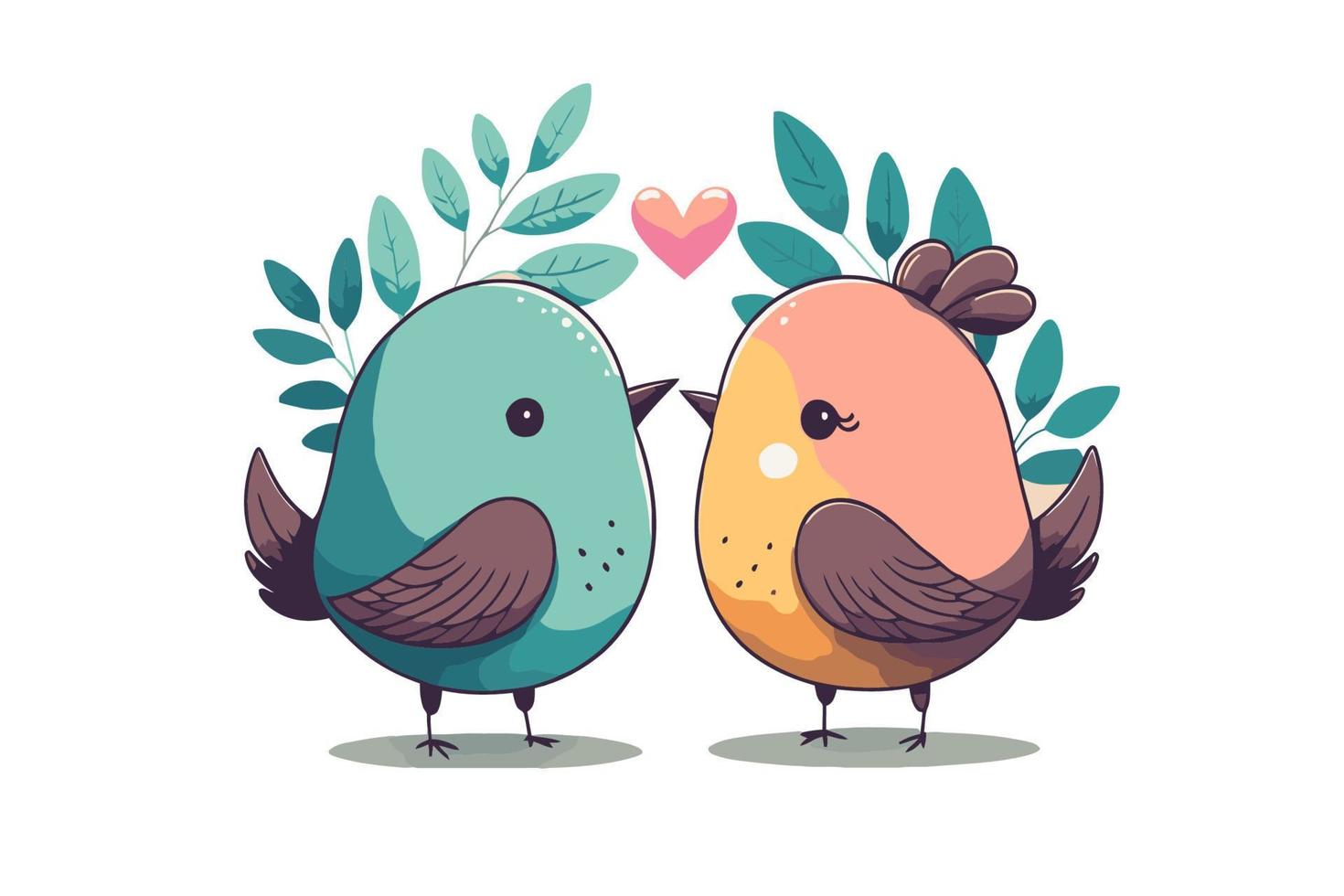 pareja de pájaros enamorados día de san valentín tarjeta invitación fondo vector