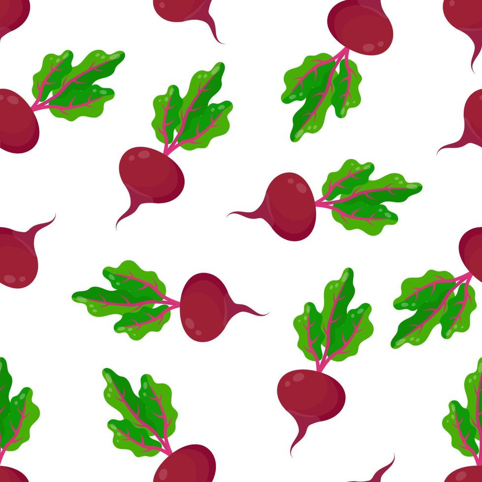 Seamless beetroot pattern on a white background. A pattern with vegetables on textiles for the kitchen. vector