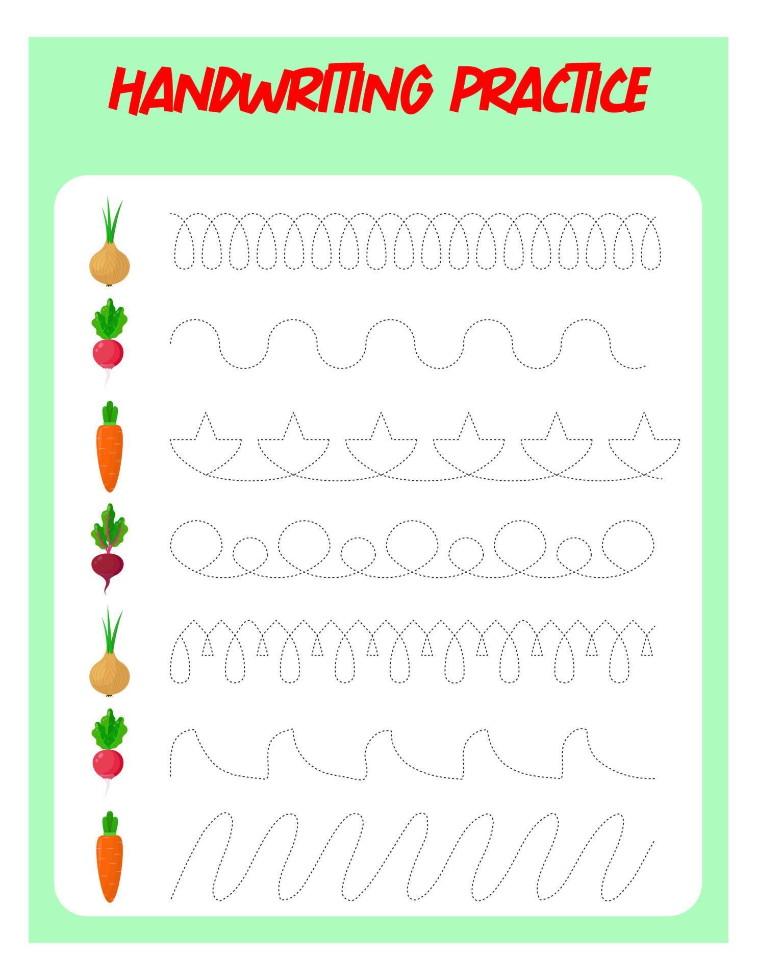 Tracing lines. Handwriting practice for children.Practicing fine motor