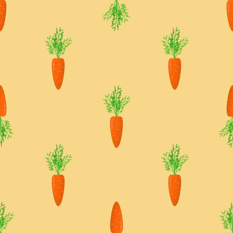 Seamless pattern with carrots on a yellow background. Cute textile pattern vector