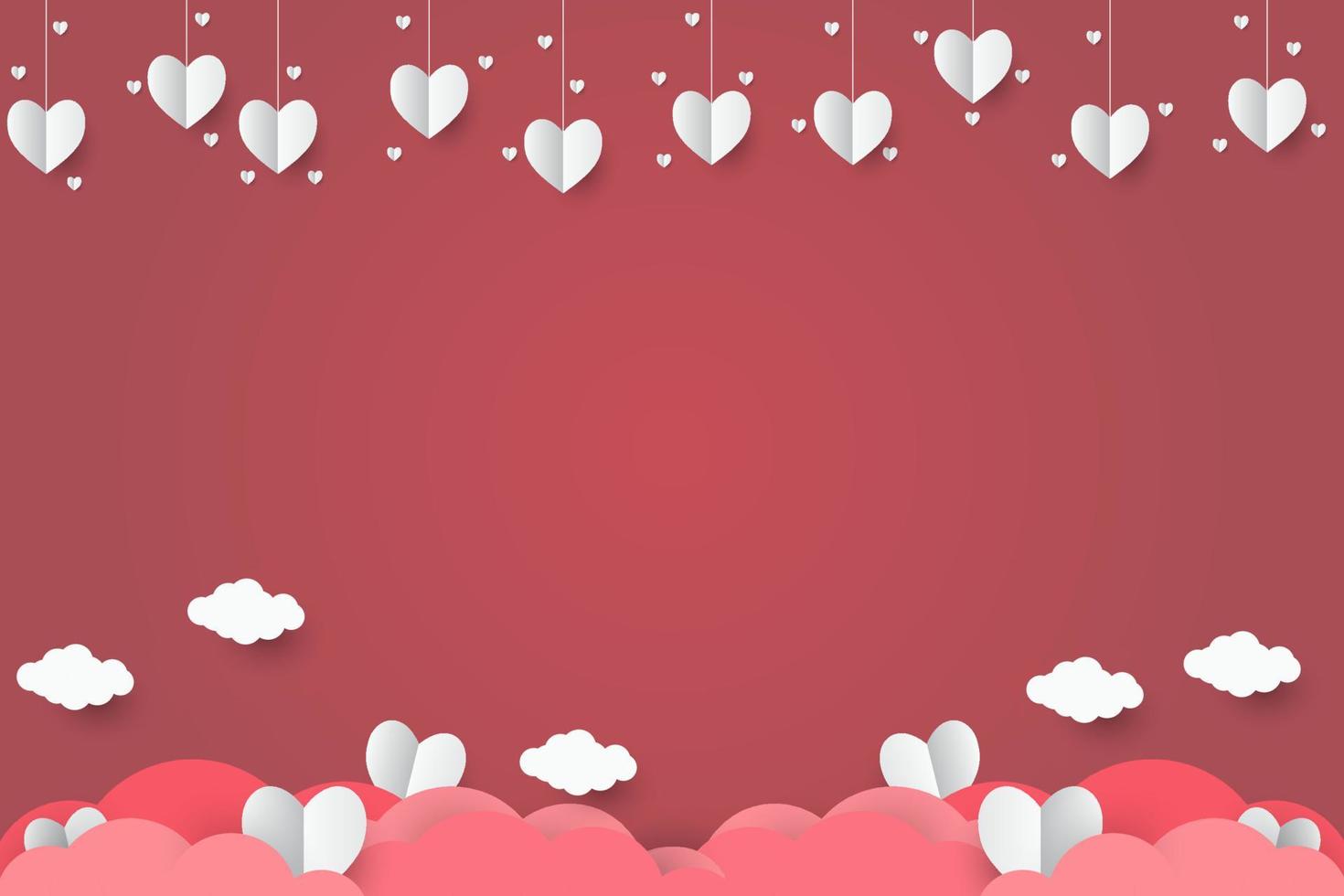 white heart on red paper abstract background with sky and line design for paper cut valentines day festival, Mothers day, poster heart, banners, gift card. Vector illustration. paper art style.