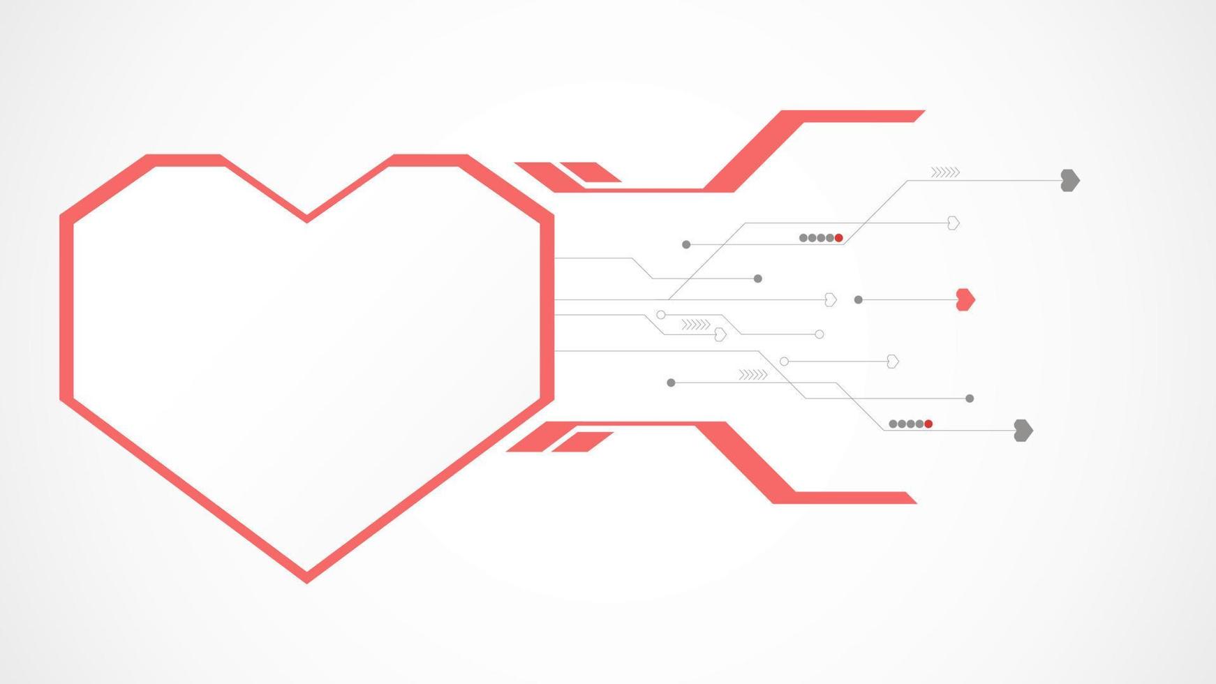 white red heart technology valentine background abstract. technology with line ,digital, heart, dot, hi-tech, valentine concept , vector. heart technological for valentine day, background, web banner. vector