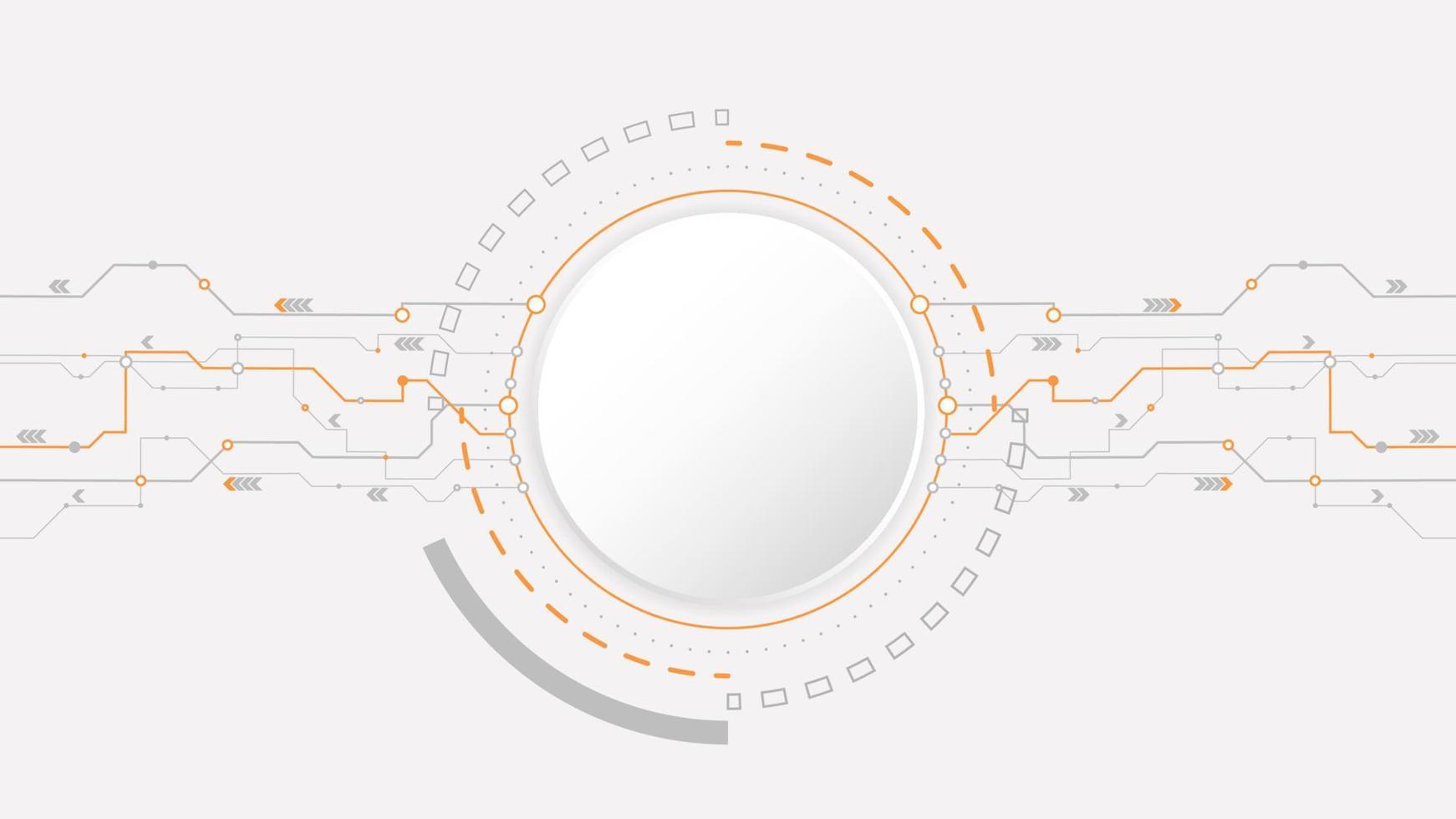 white grey circle technology background abstract. technology with line digital color grey, orange, dot, hi-tech, vector. circle technological for web banner, background, wallpaper, structure, object. vector