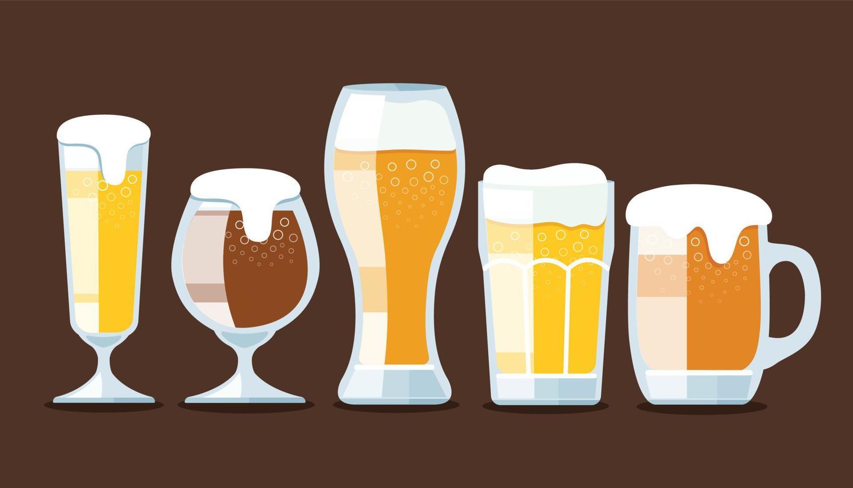 grupo, de, cervezas, anteojos, vector, ilustración vector