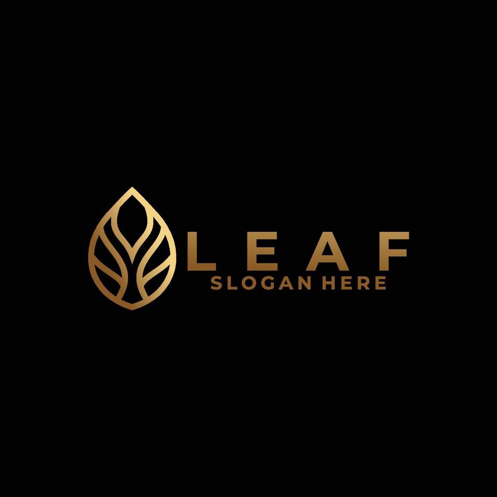 golden leaf logo icon vector isolated