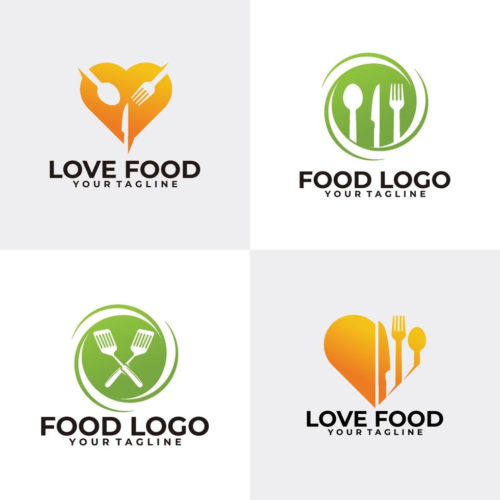 vector de icono de logotipo de conjunto de alimentos