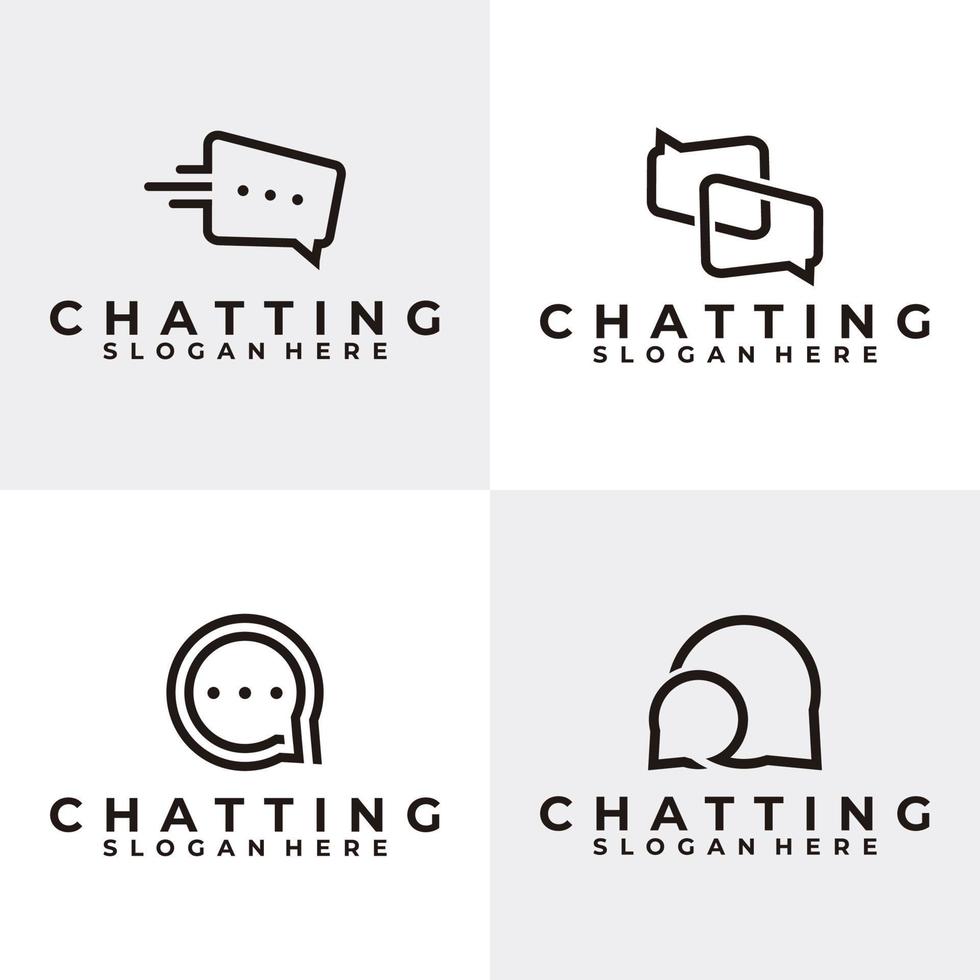 chatting logo set icon vector