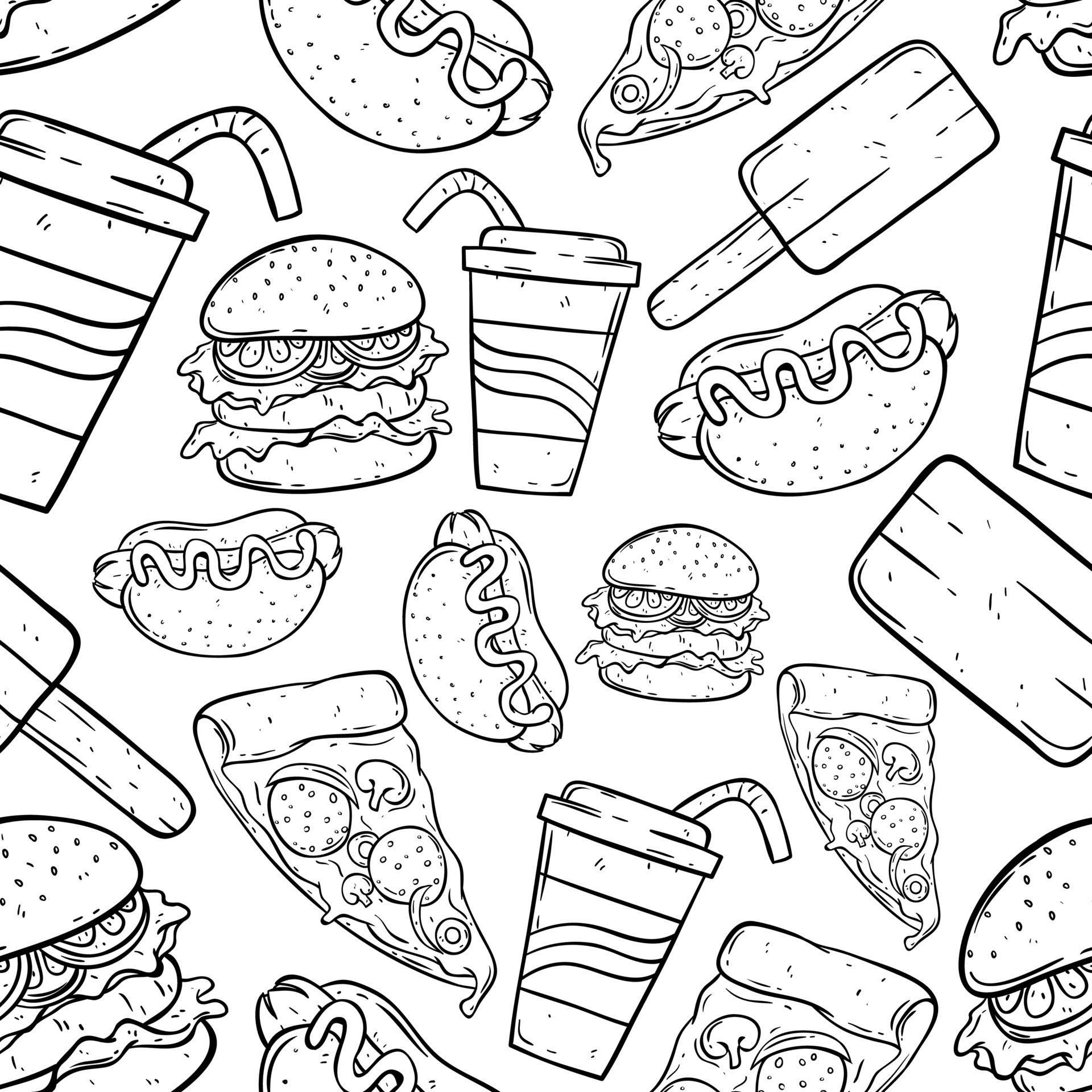 Vector Transparent Library Production Ready Artwork  Drawing Of Junk Food  Transparent PNG  825x1098  Free Download on NicePNG