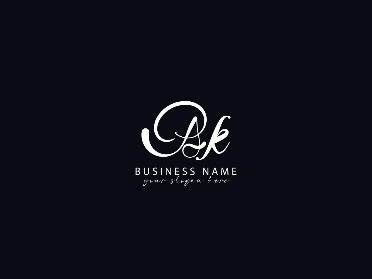 Calligraphy Ak Logo Icon, Creative Ak Letter Logo Image Vector
