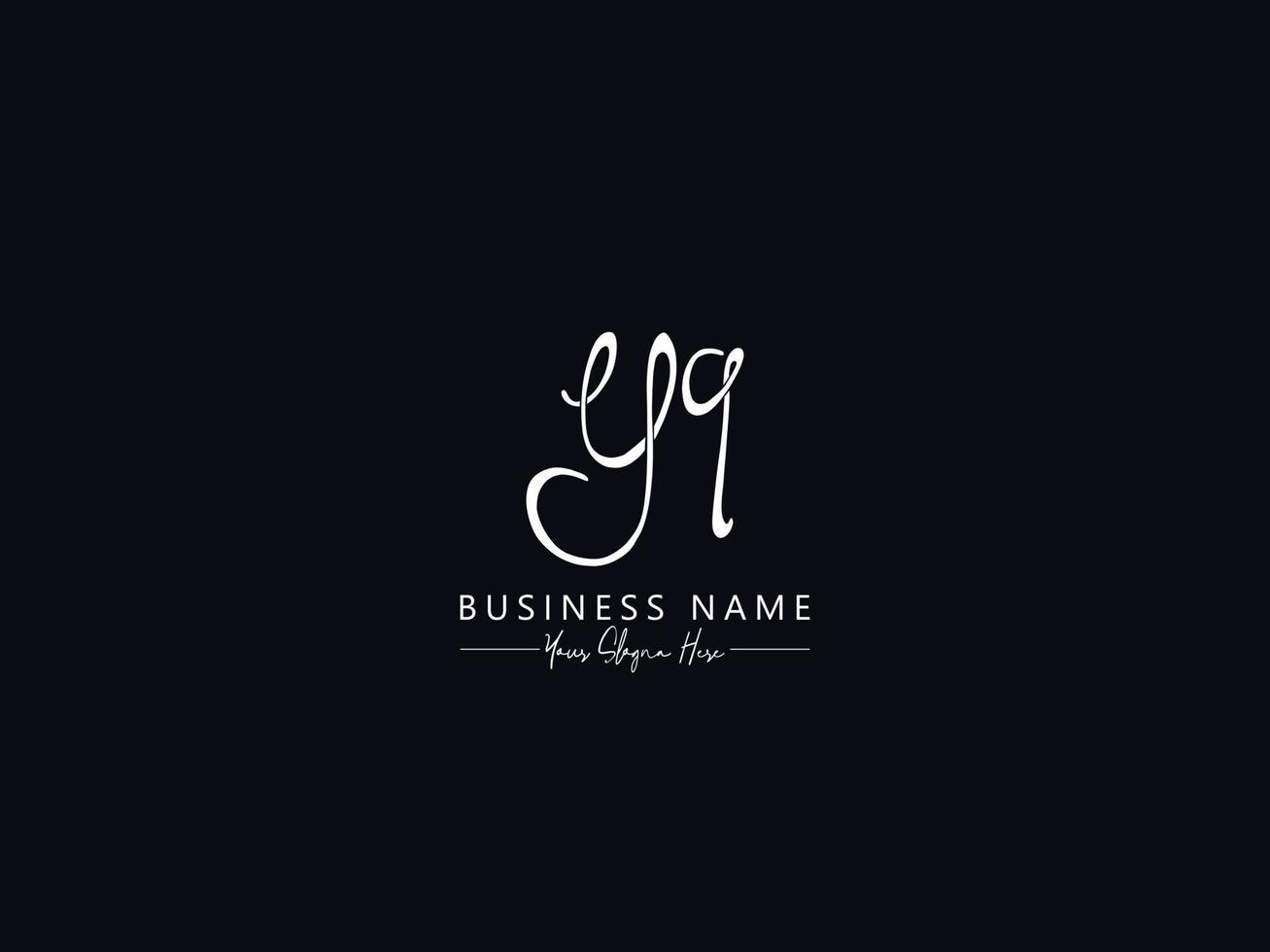 Handwriting Yq Signature Logo, Initial Yq Logo Letter Vector