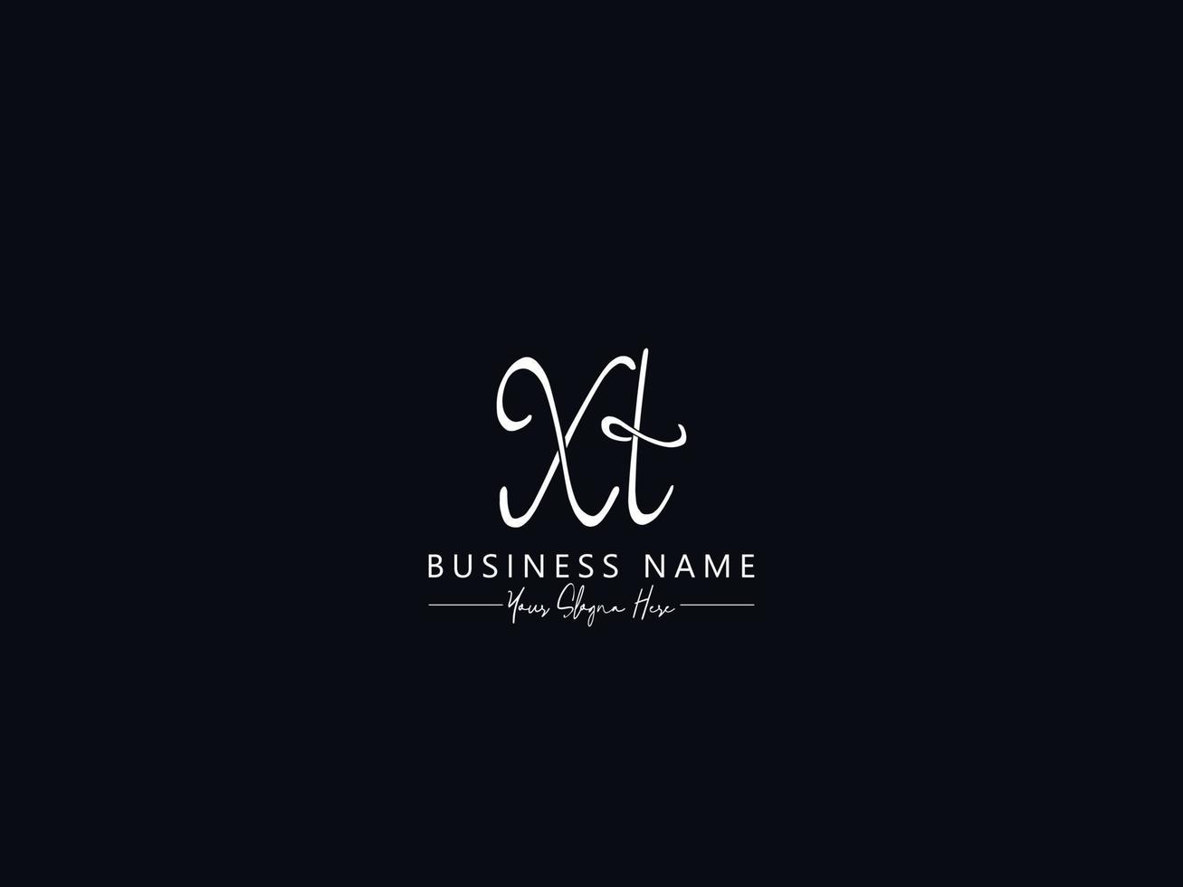 Minimalist Xt Signature Letter, Initial Xt Logo Design For Business vector