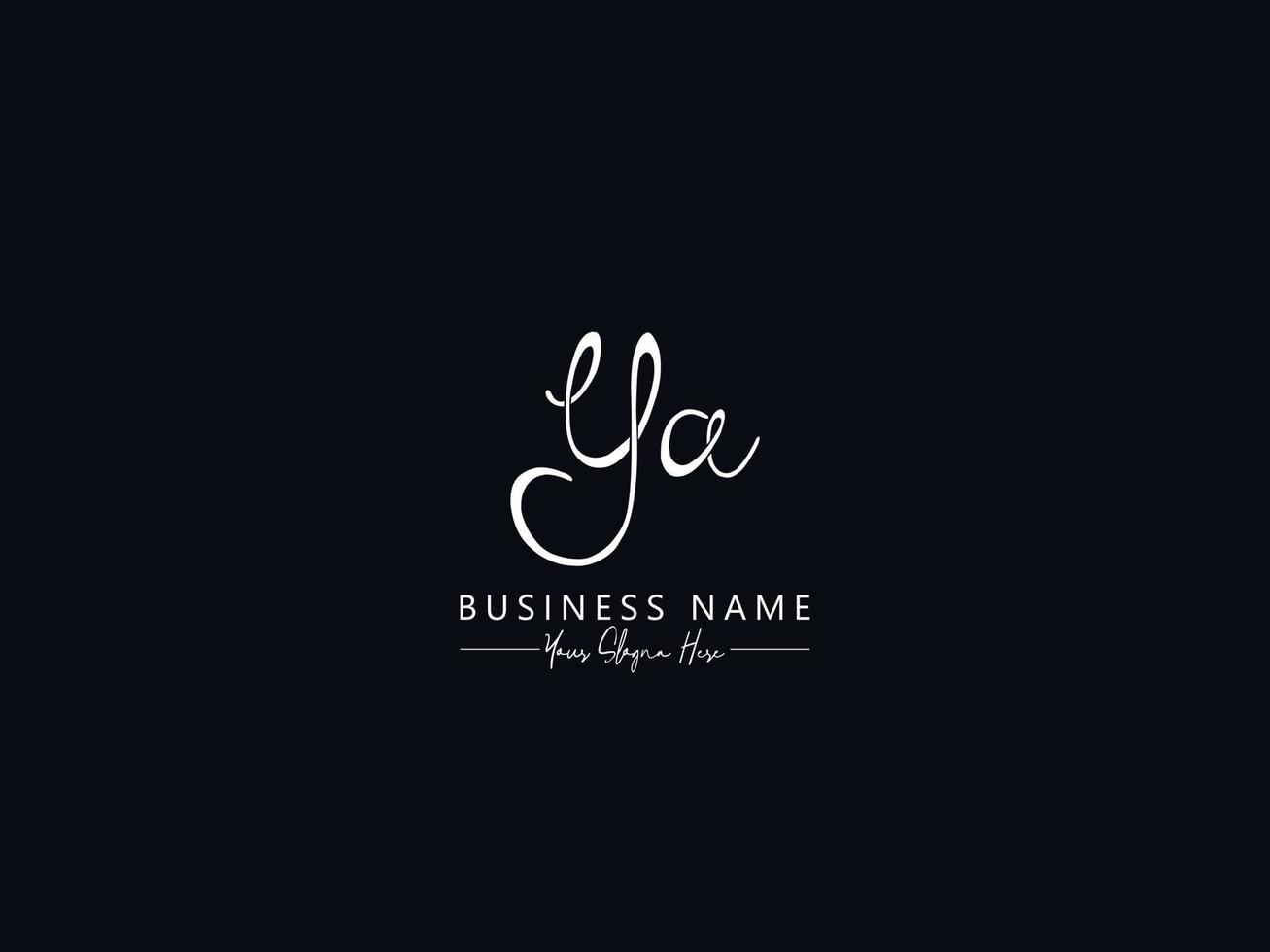 Handwriting Ya Signature Logo, Initial Ya Logo Letter Vector