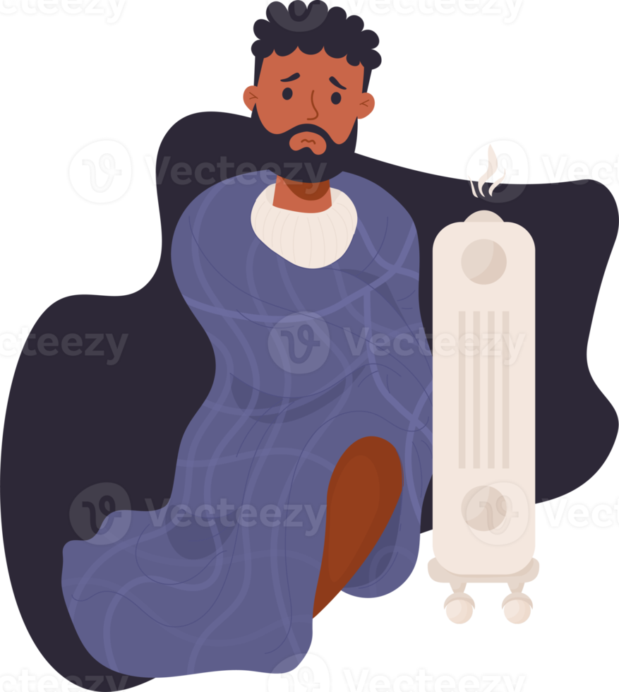 dark-skinned man basking near  heater png