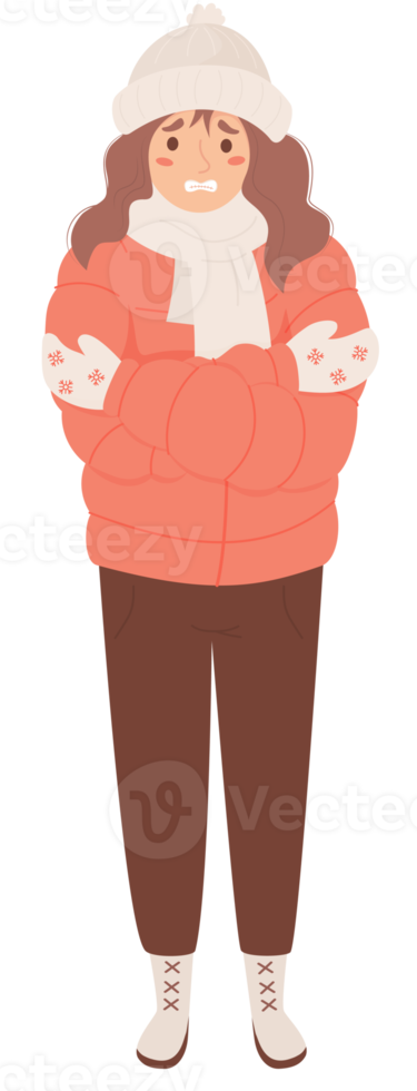 girl freezing wearing winter clothes png