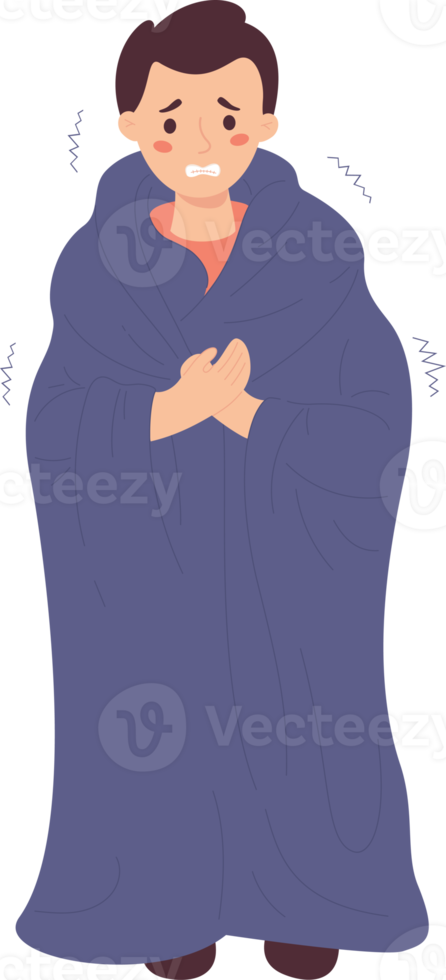 man wrapped in blanket, freezing png