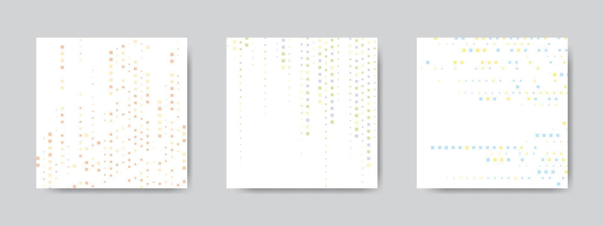 Abstract colorful square geometric halftone background for social media post template collection vector